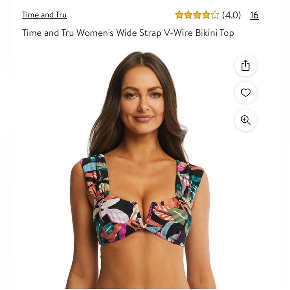 NWT! Time & Tru Wide Strap V-Neck Bikini Set- Size M - Picture 5 of 6